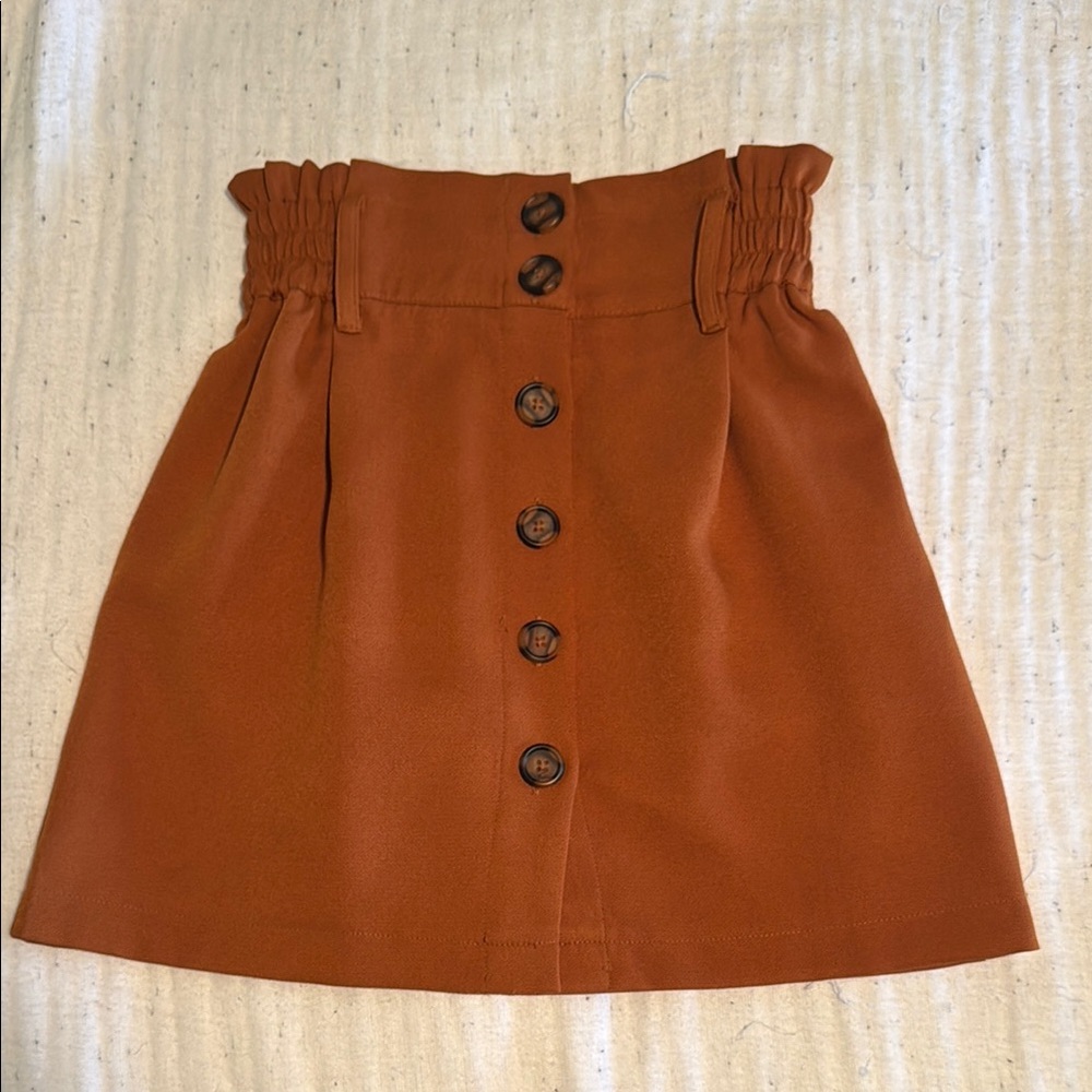 Favlux- Rust Button-Front Mini Skirt- NWOT